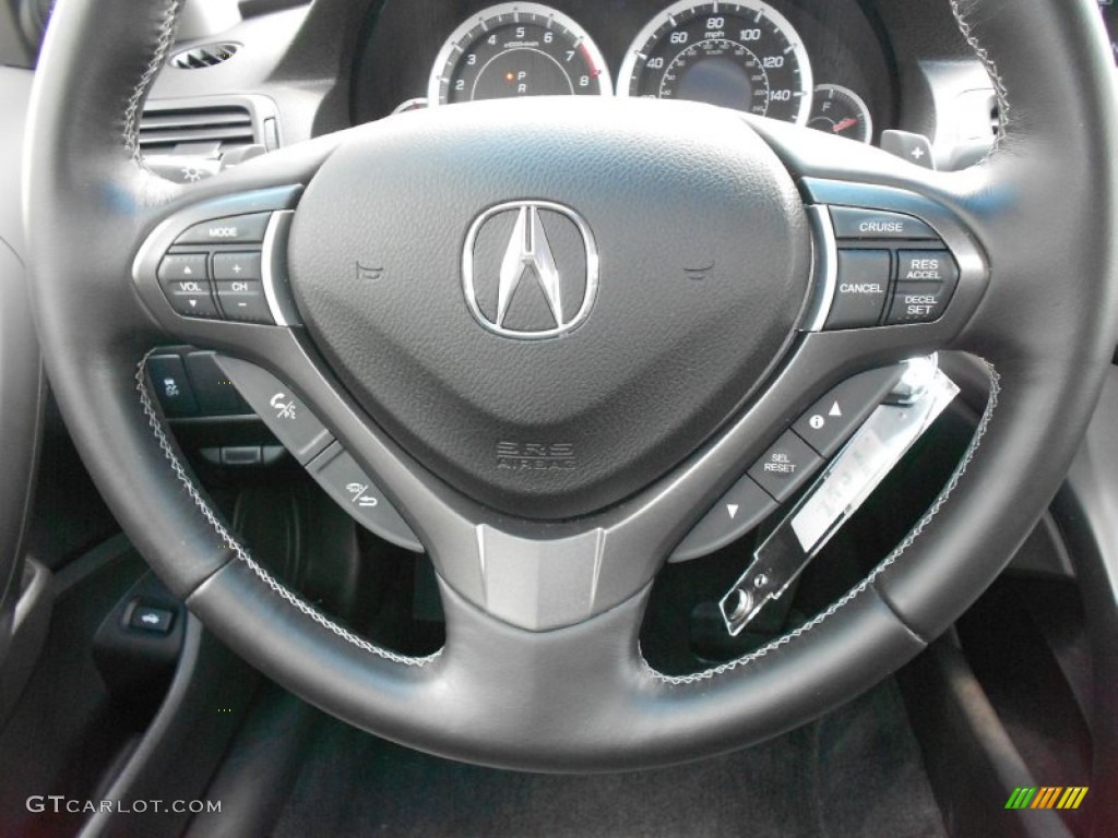 2011 Acura TSX Sedan Ebony Steering Wheel Photo #68260189