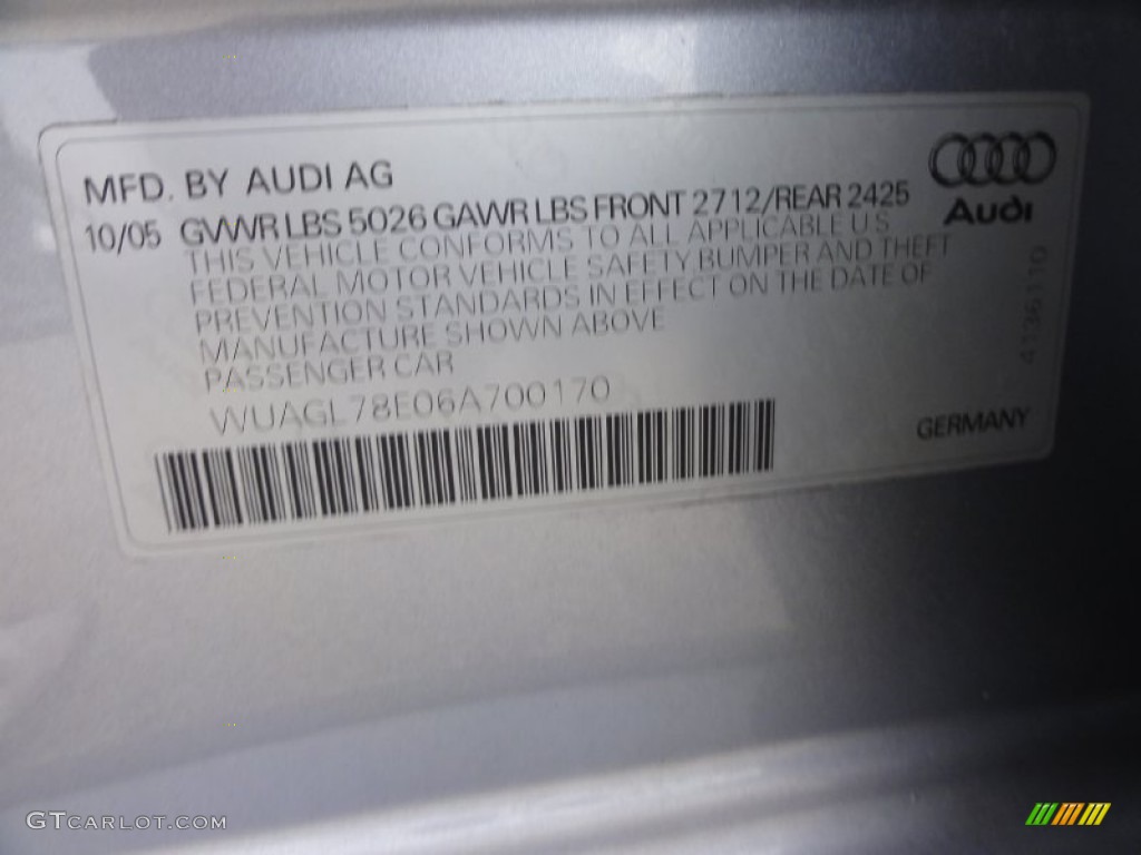 2006 Audi S4 25quattro Special Edition quattro Sedan Info Tag Photos