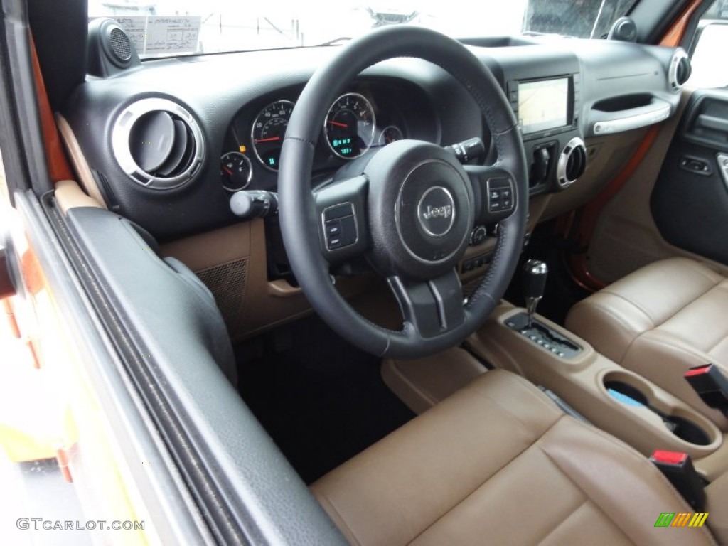 Black/Dark Saddle Interior 2011 Jeep Wrangler Unlimited Sahara 4x4 Photo #68269253