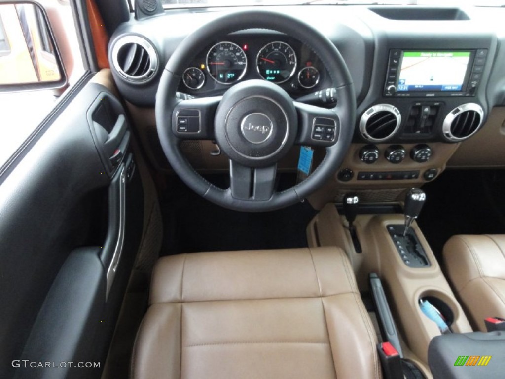 Black/Dark Saddle Interior 2011 Jeep Wrangler Unlimited Sahara 4x4 Photo #68269370