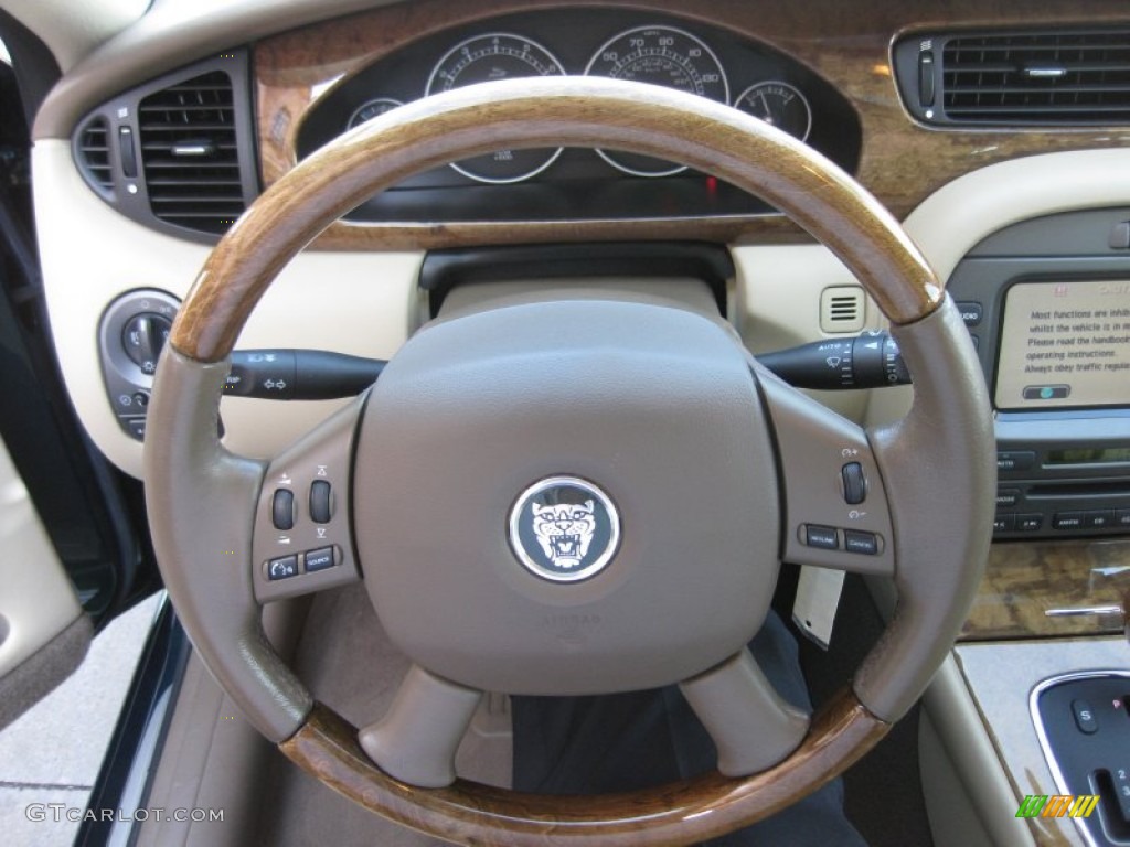 2006 Jaguar X-Type 3.0 Sport Wagon Champagne Steering Wheel Photo #68290832