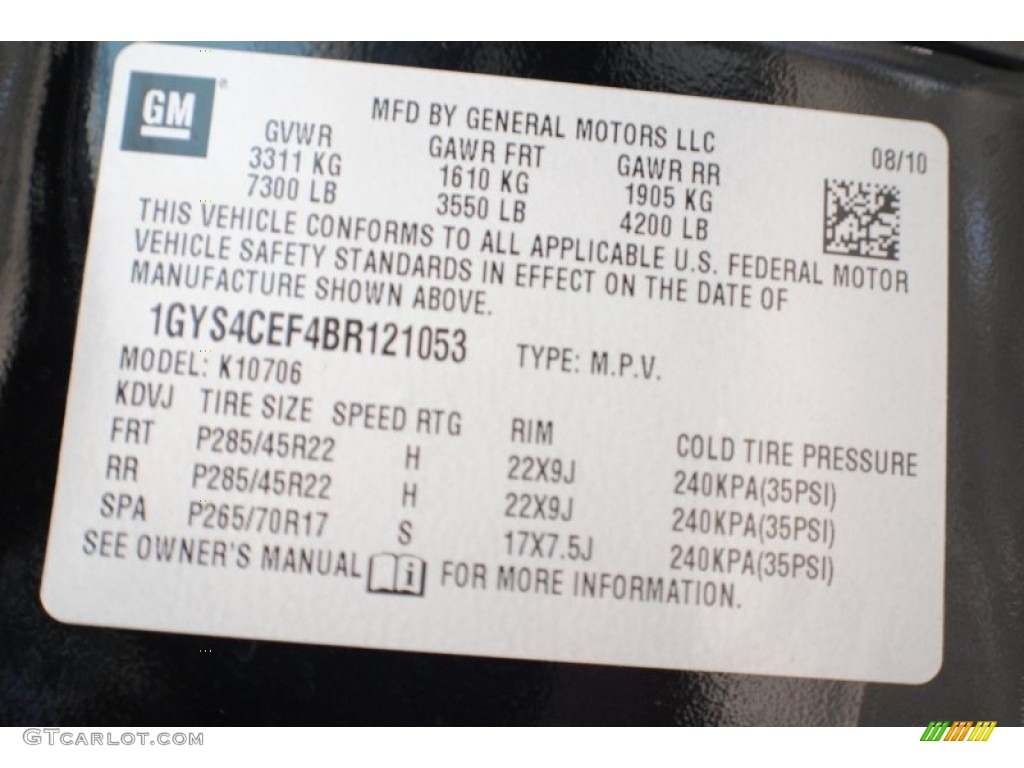2011 Cadillac Escalade Premium AWD Info Tag Photos