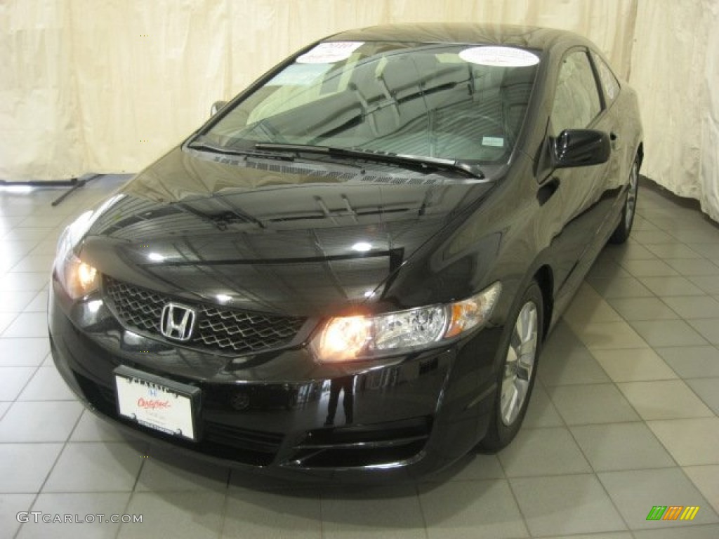 2010 Civic EX-L Coupe - Crystal Black Pearl / Gray photo #1