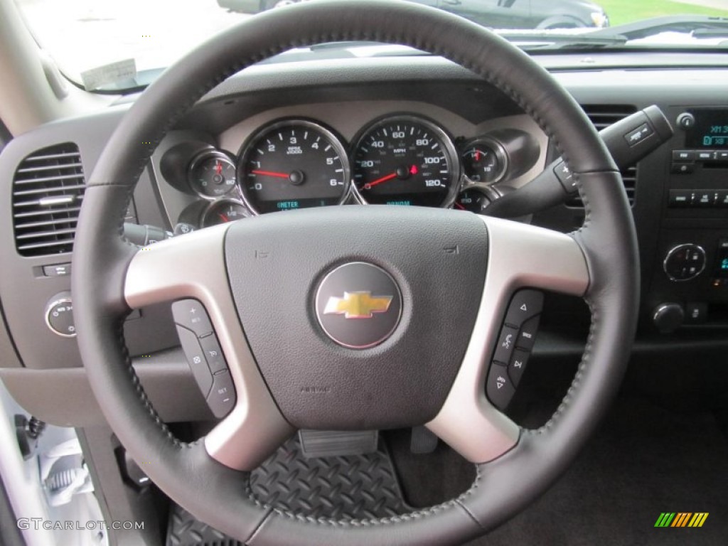 2013 Chevrolet Silverado 1500 LT Crew Cab 4x4 Ebony Steering Wheel Photo #68294669