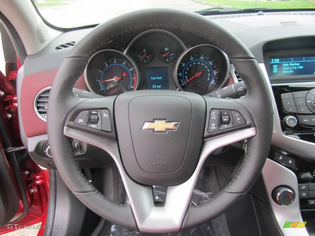 2012 Chevrolet Cruze LT Jet Black/Sport Red Steering Wheel Photo #68294942