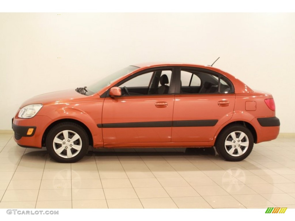 Sunset Orange 2009 Kia Rio LX Sedan Exterior Photo #68295968