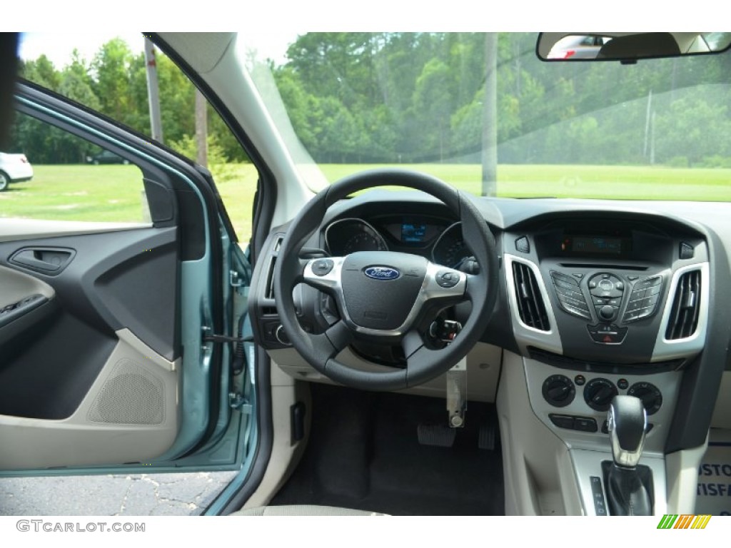 2012 Focus SE Sedan - Frosted Glass Metallic / Stone photo #12