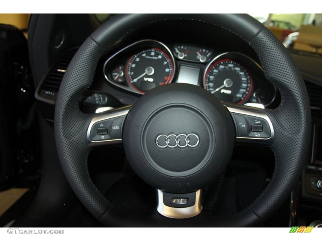 2012 Audi R8 Spyder 5.2 FSI quattro Black Steering Wheel Photo #68302460