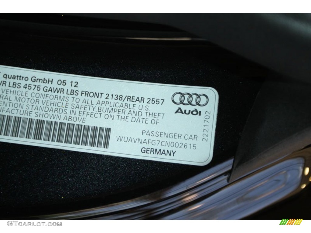 2012 Audi R8 Spyder 5.2 FSI quattro Info Tag Photo #68302547