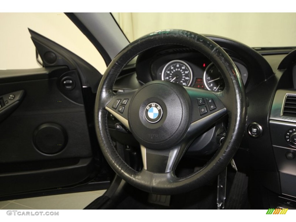 2006 BMW 6 Series 650i Coupe Black Steering Wheel Photo #68319548