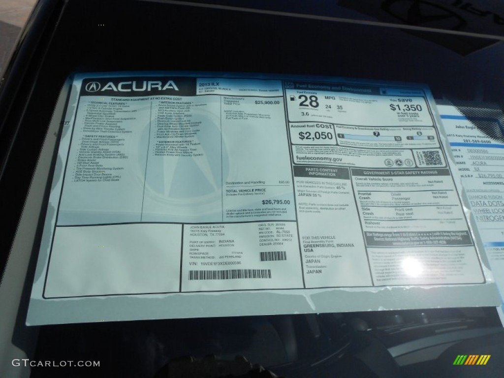 2013 Acura ILX 2.0L Window Sticker Photo #68320625