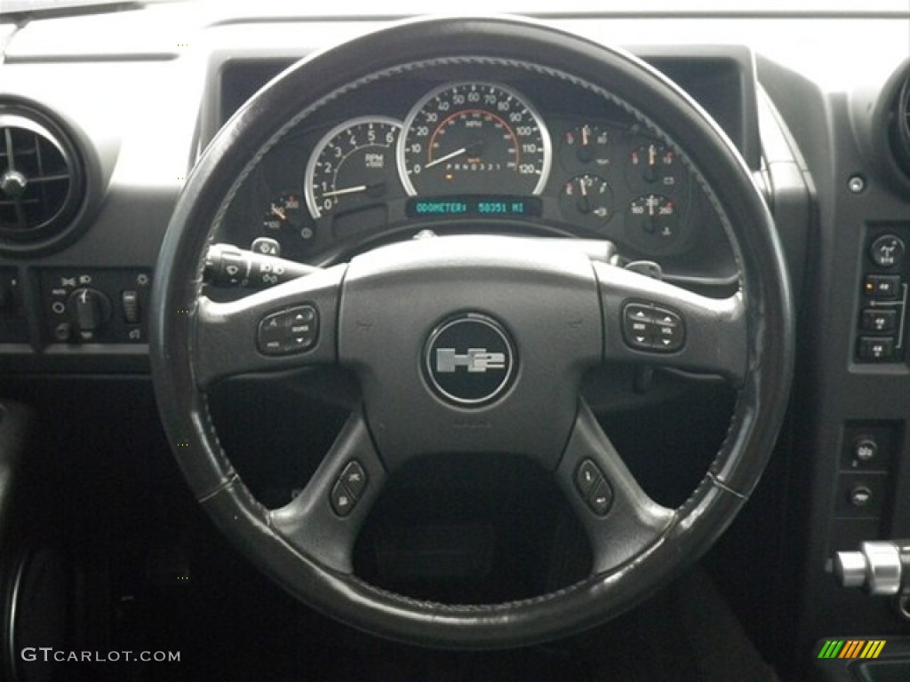 2007 Hummer H2 SUV Ebony Black Steering Wheel Photo #68321113
