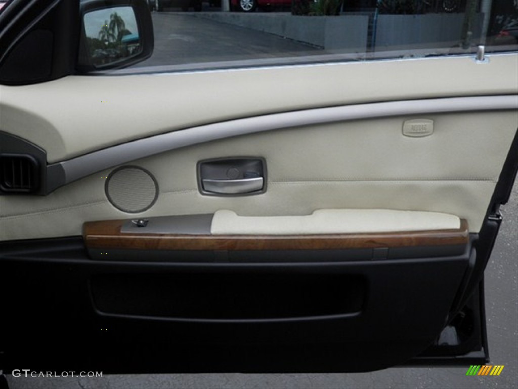 2006 BMW 7 Series 750Li Sedan Black/Cream Beige Door Panel Photo #68323241