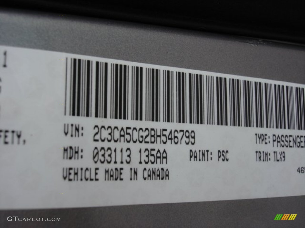 2011 Chrysler 300 Limited Color Code Photos