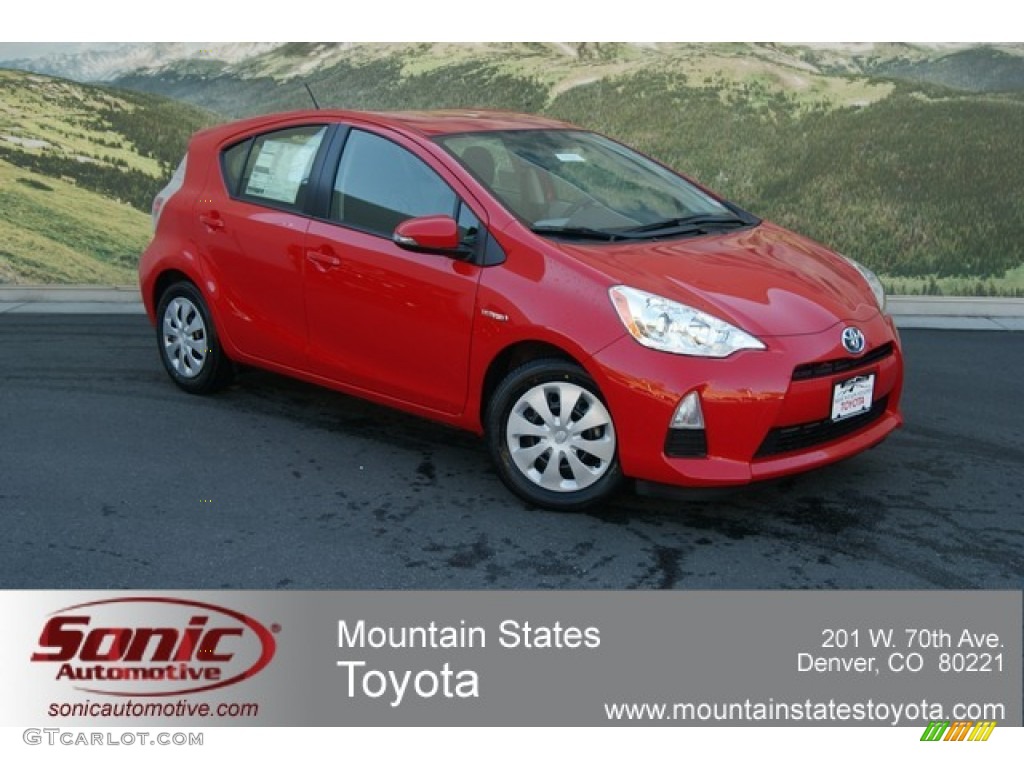 2012 Prius c Hybrid Two - Absolutely Red / Light Blue Gray/Black photo #1