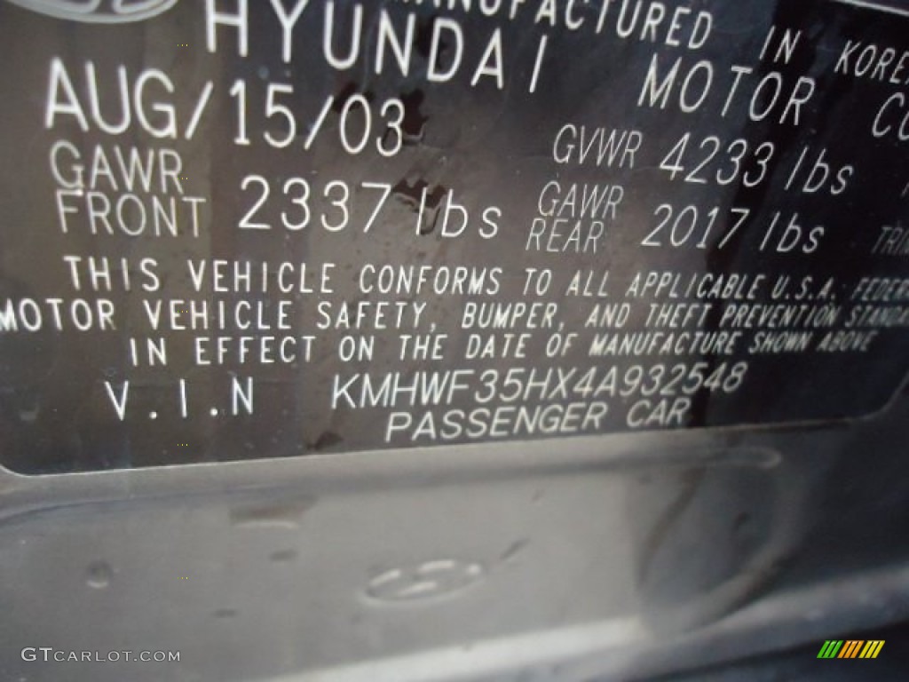 2004 Sonata LX - Slate Gray / Black photo #14