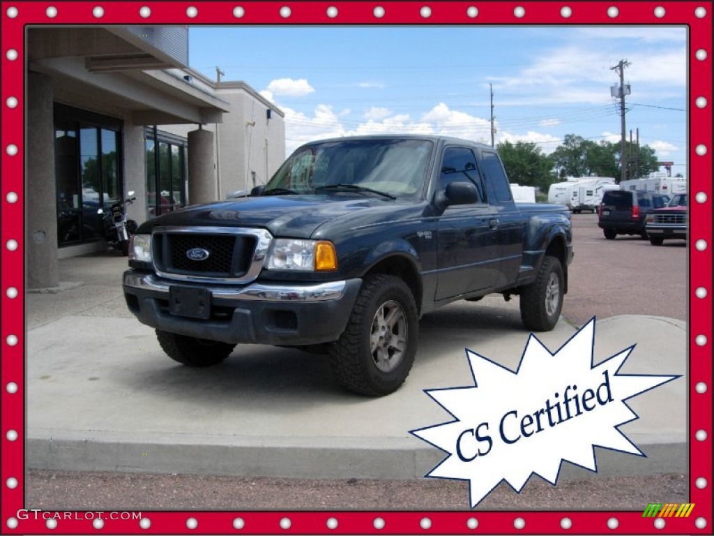 2004 Ranger XLT SuperCab Flare Side 4x4 - Dark Green Metallic / Black/Medium Pebble photo #1