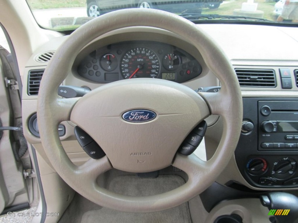2006 Ford Focus ZX4 SE Sedan Dark Pebble/Light Pebble Steering Wheel Photo #68338013