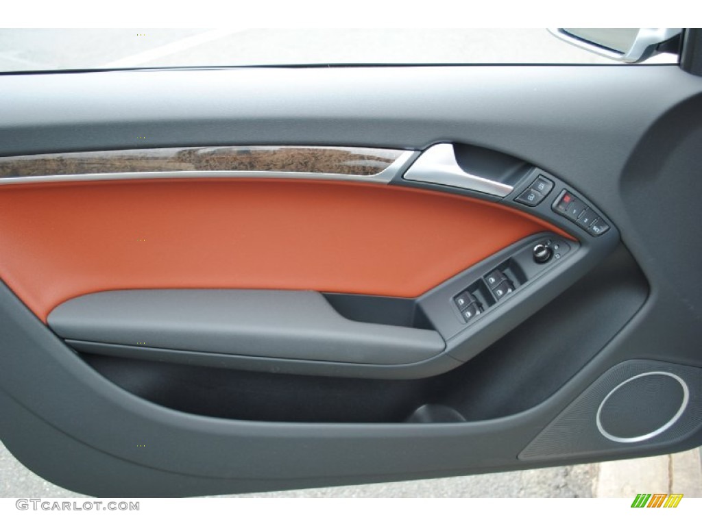 2011 Audi S5 3.0 TFSI quattro Cabriolet Black/Tuscan Brown Silk Nappa Leather Door Panel Photo #68338526