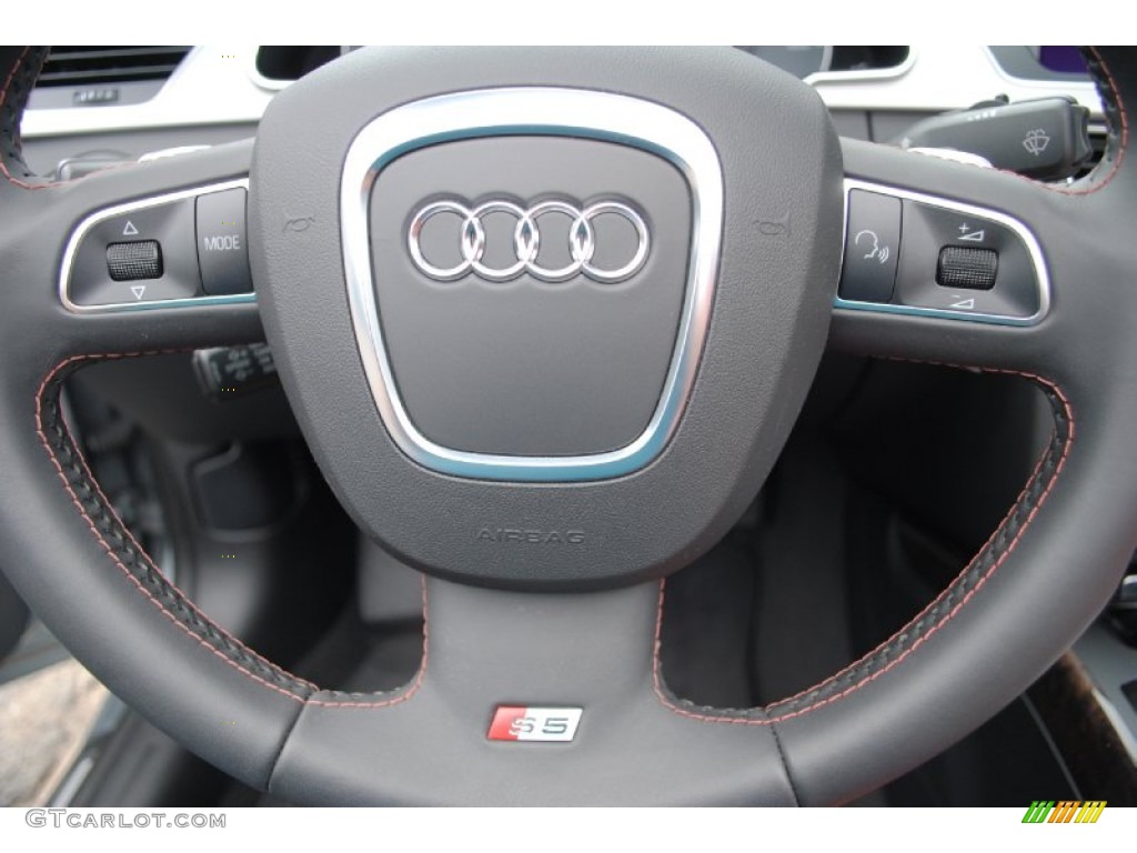 2011 Audi S5 3.0 TFSI quattro Cabriolet Black/Tuscan Brown Silk Nappa Leather Steering Wheel Photo #68338532