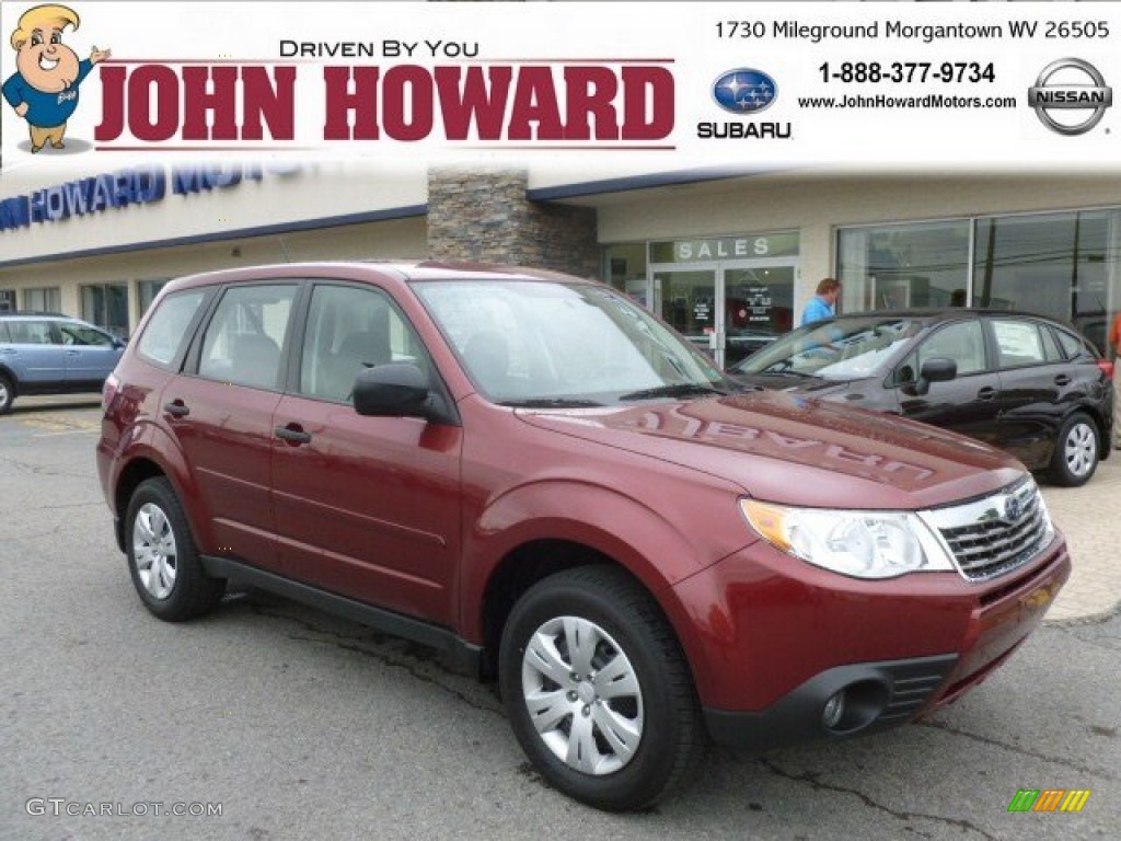 2009 Forester 2.5 X - Camellia Red Pearl / Black photo #1
