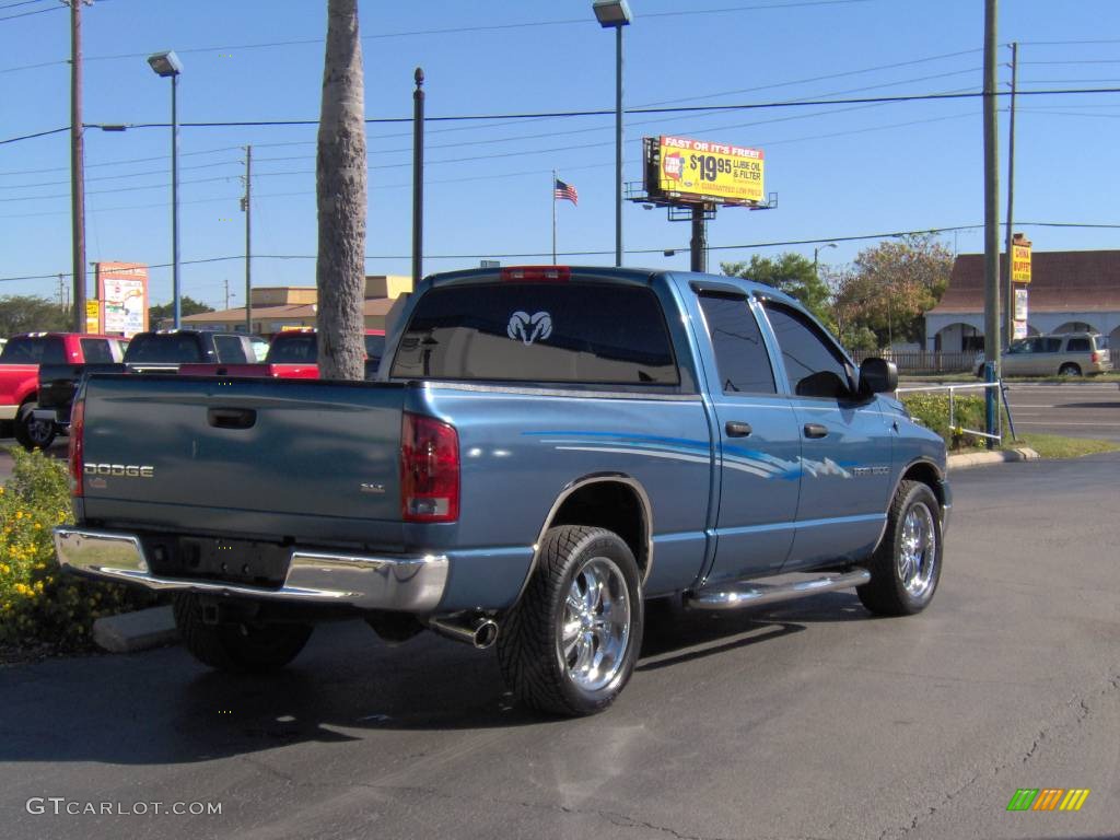 2003 Ram 1500 SLT Quad Cab - Atlantic Blue Pearl / Taupe photo #3