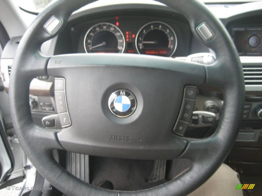2008 BMW 7 Series 750i Sedan Black Steering Wheel Photo #68340138