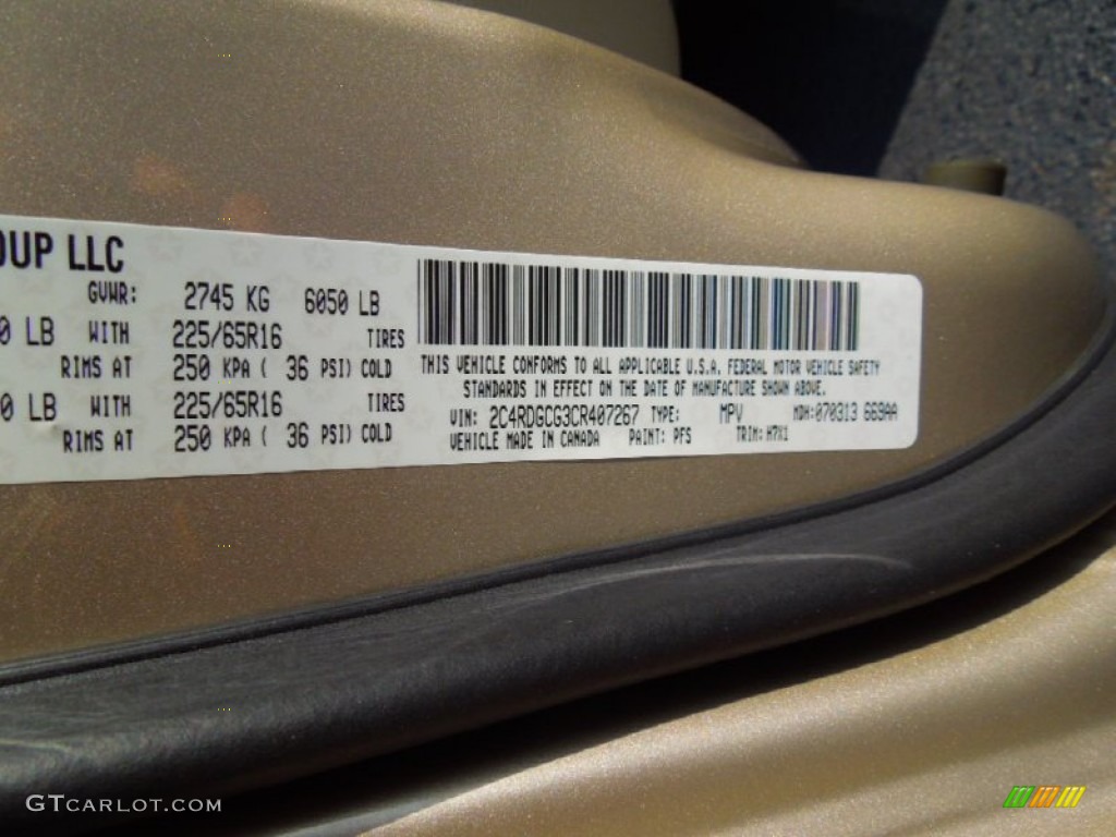 2012 Grand Caravan Color Code PFS for Cashmere Pearl Photo #68340282