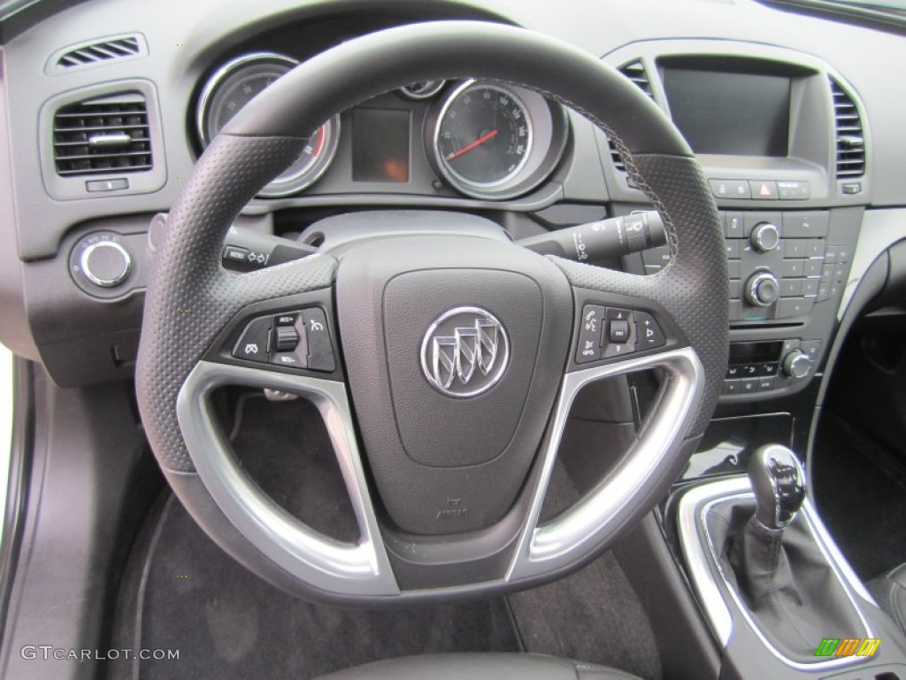 2012 Buick Regal GS Ebony Steering Wheel Photo #68344111