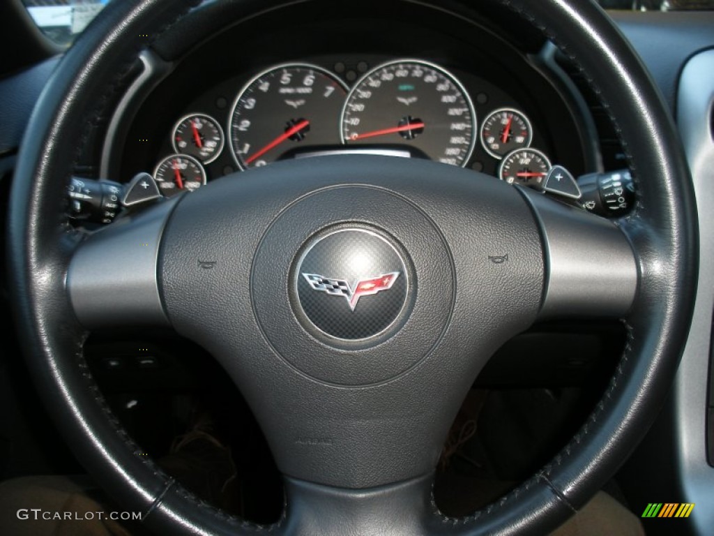 2006 Chevrolet Corvette Convertible Ebony Black Steering Wheel Photo #68347381