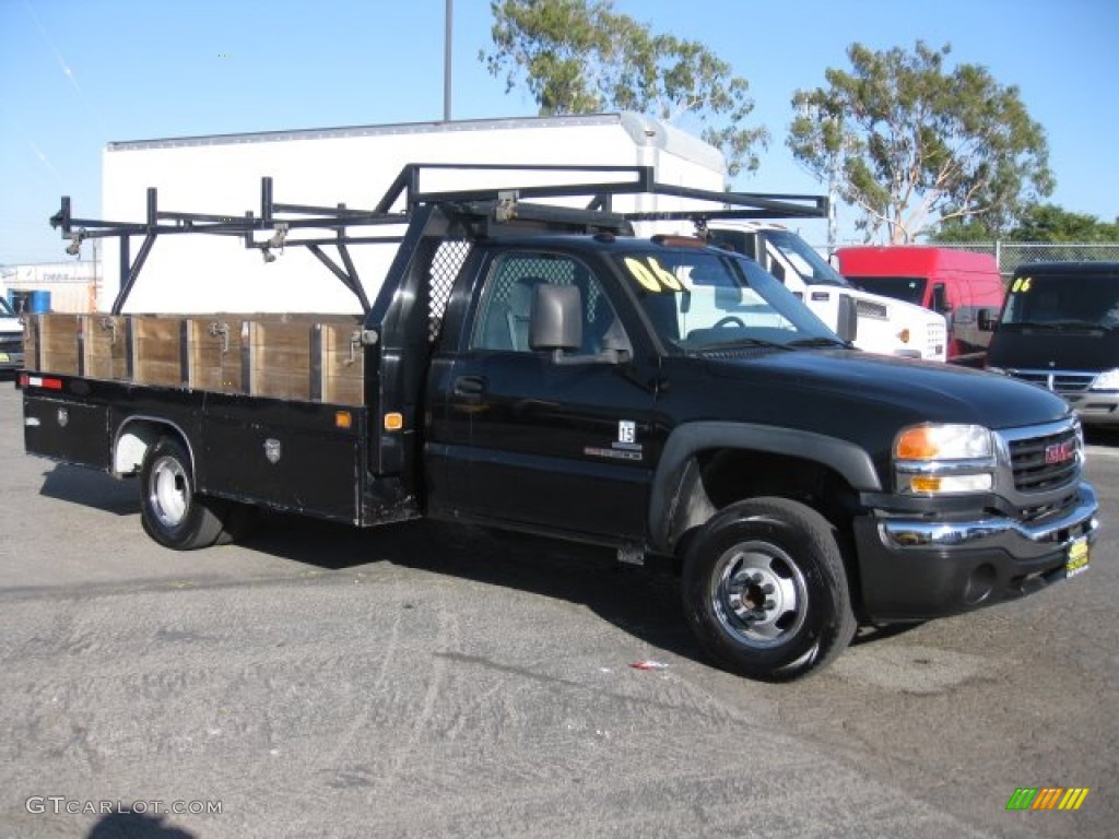 2006 Sierra 3500 Work Truck Regular Cab Stake Truck - Onyx Black / Dark Pewter photo #1