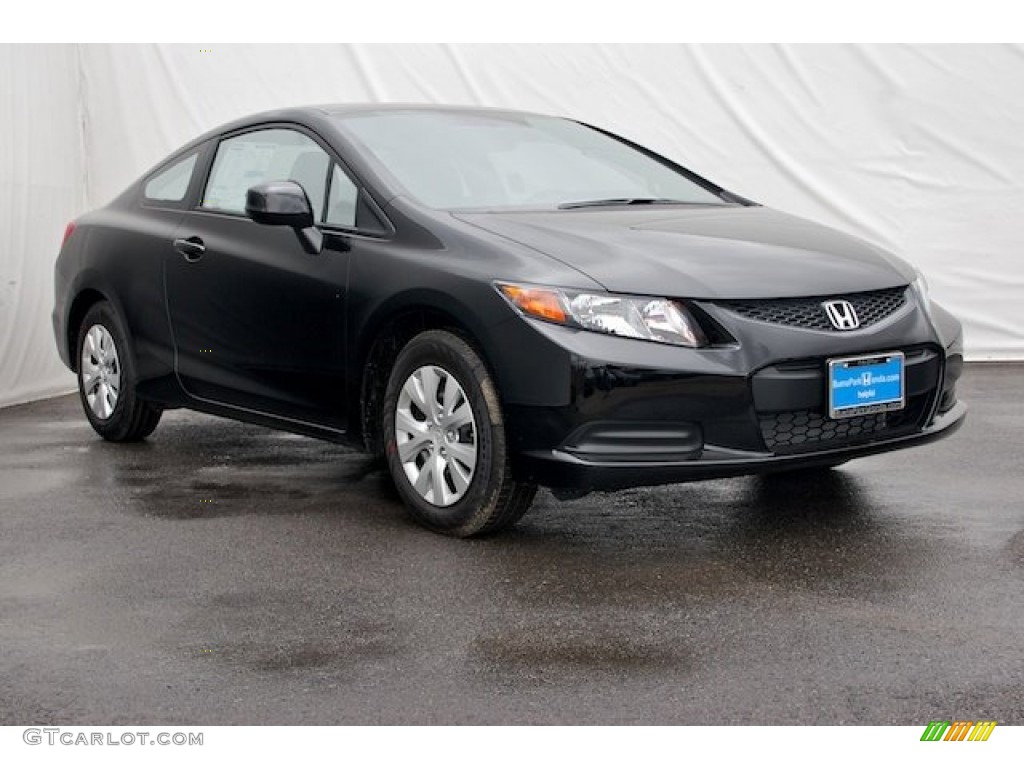 2012 Civic LX Coupe - Crystal Black Pearl / Gray photo #1