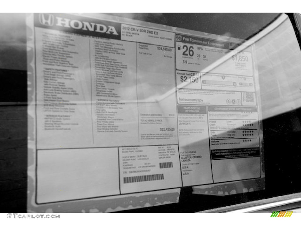 2012 Honda CR-V EX Window Sticker Photo #68350402