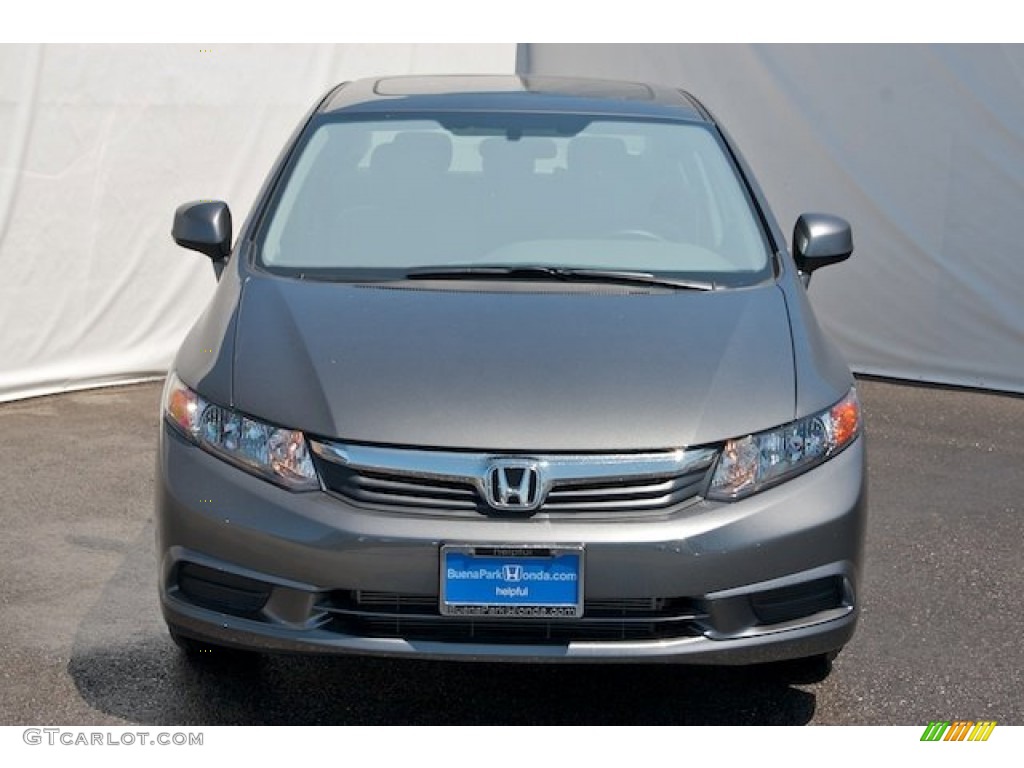 2012 Civic EX-L Sedan - Polished Metal Metallic / Gray photo #2