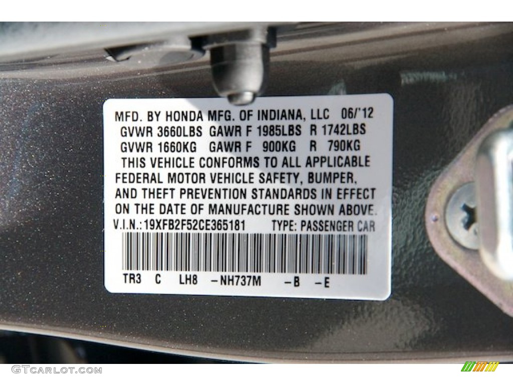 2012 Civic LX Sedan - Polished Metal Metallic / Gray photo #17