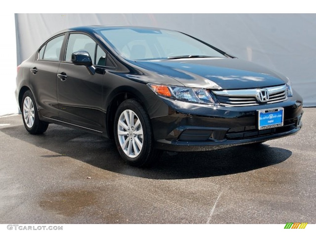 2012 Civic EX Sedan - Crystal Black Pearl / Gray photo #1