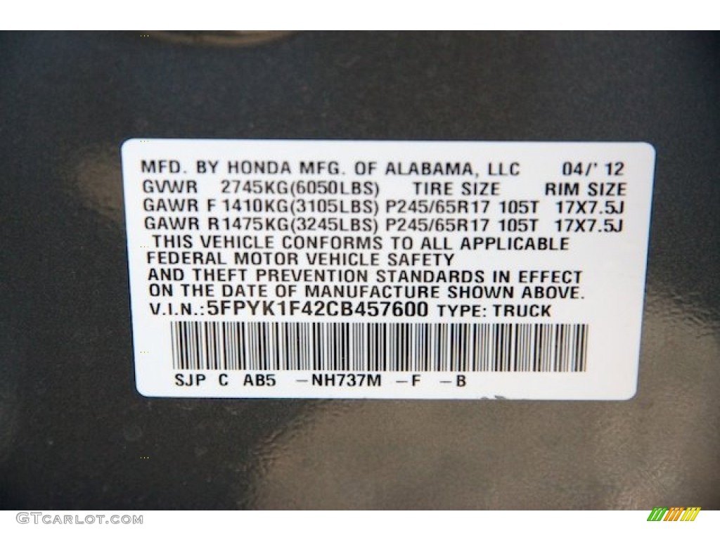 2012 Honda Ridgeline RTS Parts Photos