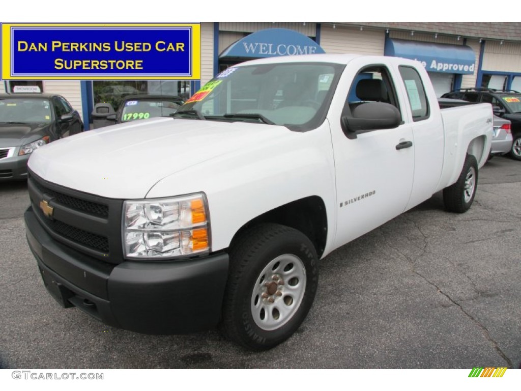2008 Silverado 1500 Work Truck Extended Cab 4x4 - Summit White / Dark Titanium photo #1
