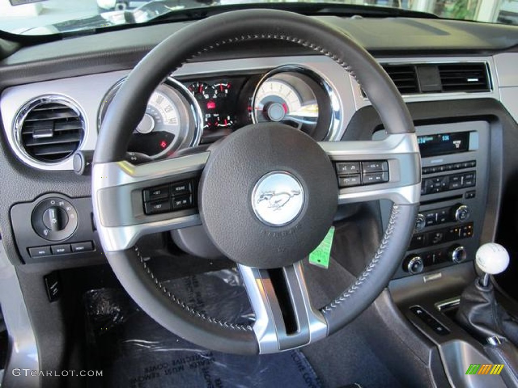 2010 Ford Mustang GT Premium Coupe Charcoal Black Steering Wheel Photo #68358087