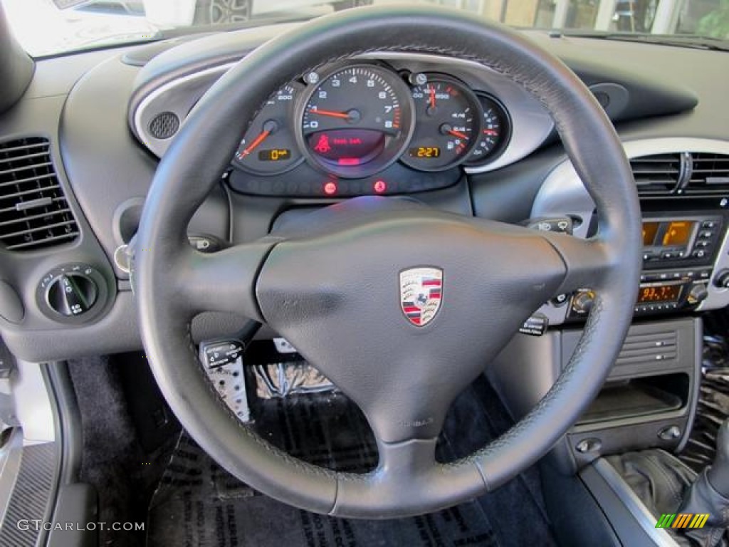 2003 Porsche 911 Carrera Cabriolet Black Steering Wheel Photo #68358282