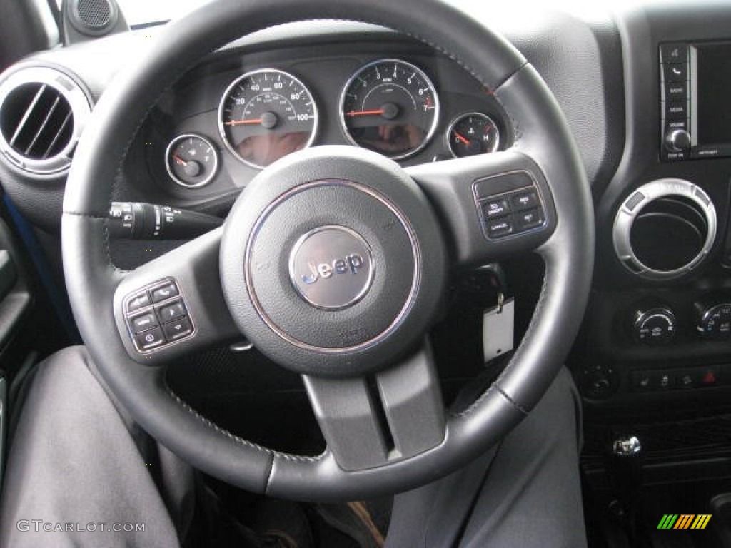 2012 Jeep Wrangler Sahara 4x4 Black Steering Wheel Photo #68370455