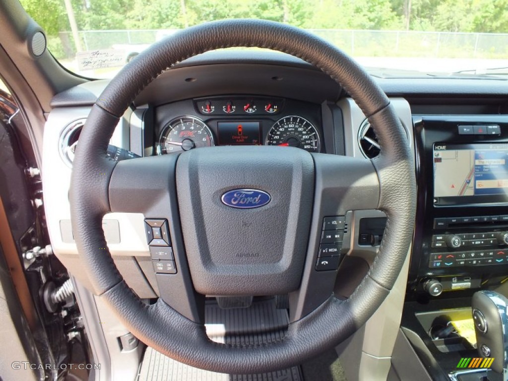 2012 Ford F150 FX4 SuperCrew 4x4 Black Steering Wheel Photo #68370831