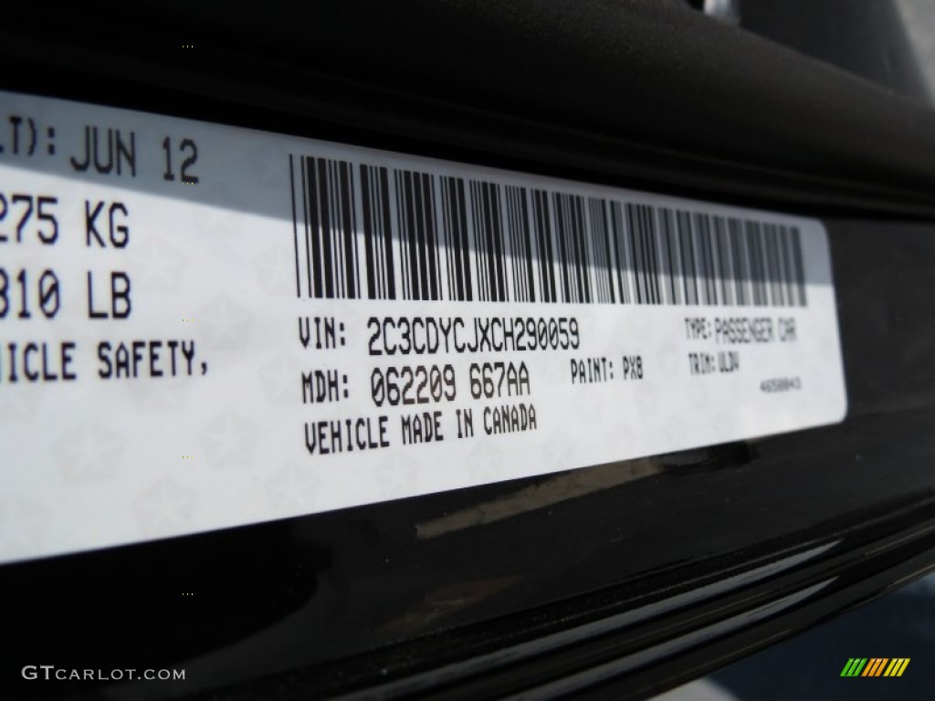 2012 Challenger Color Code PX8 for Pitch Black Photo #68375445