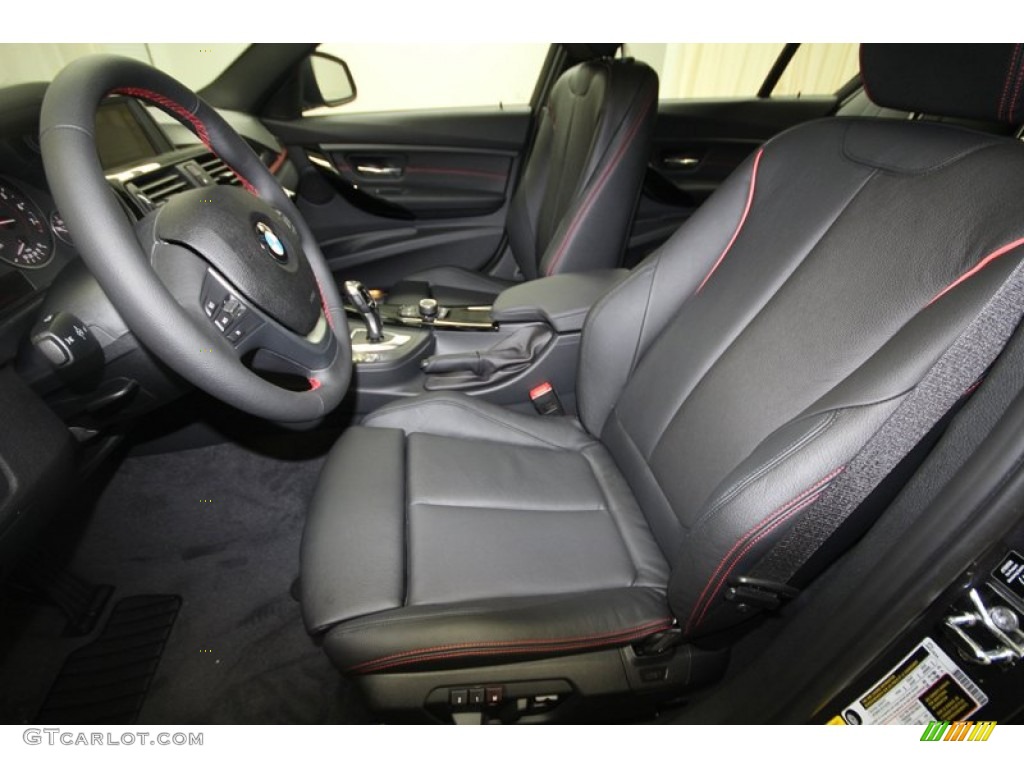 Black/Red Highlight Interior 2012 BMW 3 Series 328i Sedan Photo #68375562
