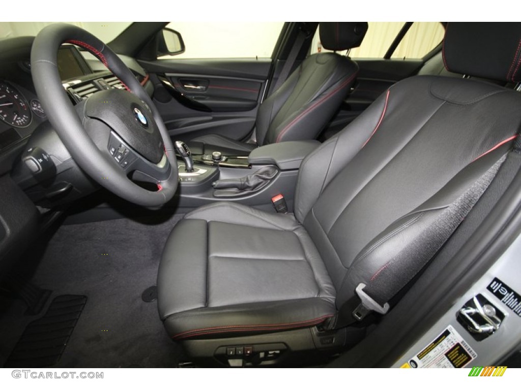 Black/Red Highlight Interior 2012 BMW 3 Series 328i Sedan Photo #68376027