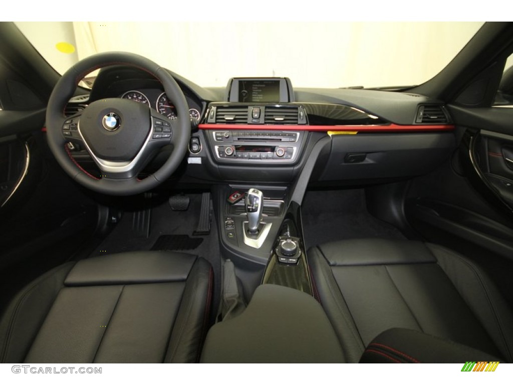 2012 BMW 3 Series 328i Sedan Black/Red Highlight Dashboard Photo #68376036
