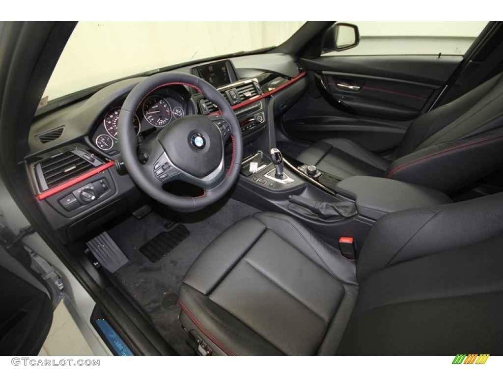 Black/Red Highlight Interior 2012 BMW 3 Series 328i Sedan Photo #68376108