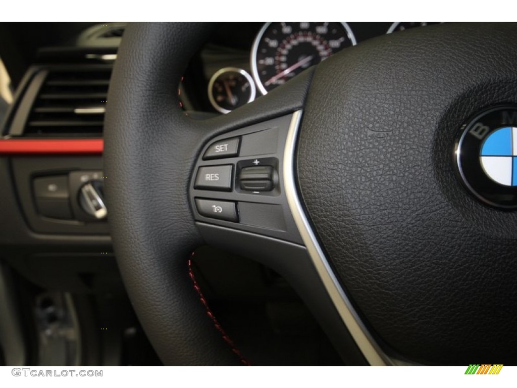 2012 BMW 3 Series 328i Sedan Black/Red Highlight Steering Wheel Photo #68376207