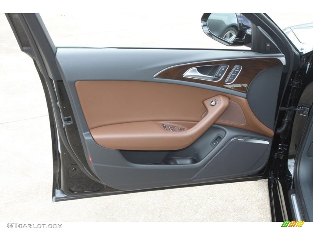 2013 Audi A6 3.0T quattro Sedan Nougat Brown Door Panel Photo #68377031