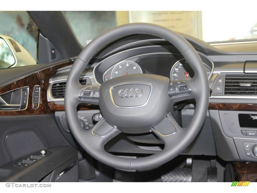 2013 Audi A7 3.0T quattro Prestige Black Steering Wheel Photo #68377401